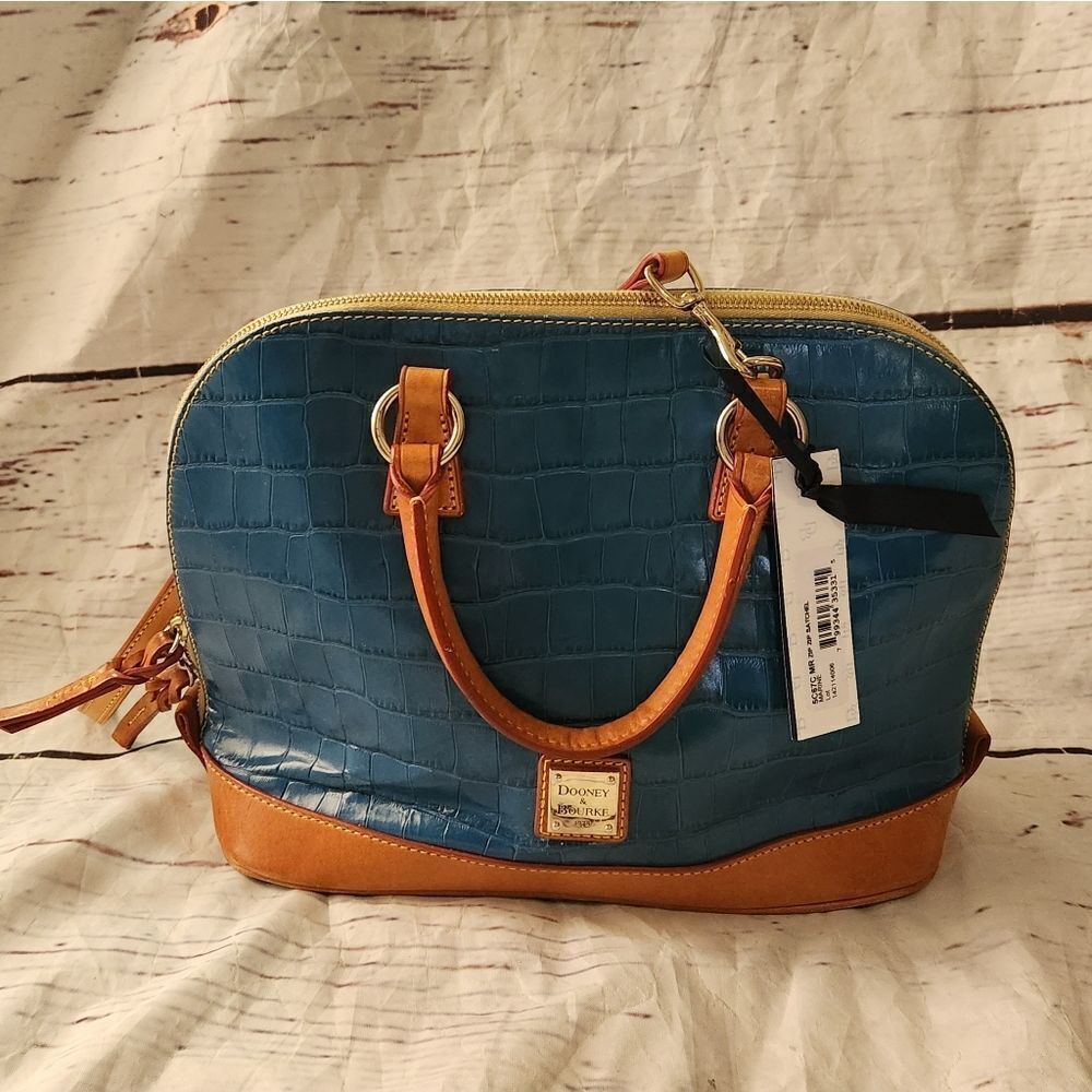 Dooney & Bourke Croc Embossed Zip Satchel NWT